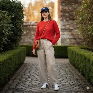 Fairway & Greene‎ Cable Knit Sweater Womens Large Quiet Luxury Preppy Capsule